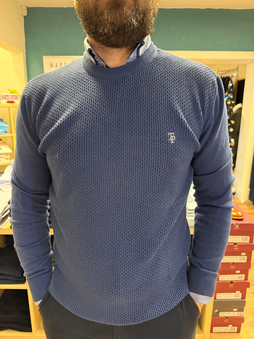 Tom Penn Crew Neck Knitwear - Marine Blue - jjdonnelly