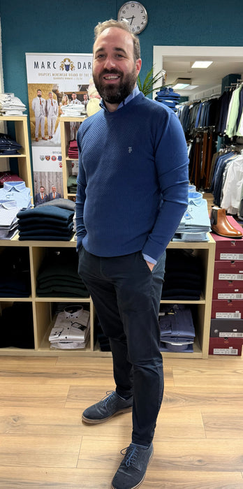 Tom Penn Crew Neck Knitwear - Marine Blue - jjdonnelly