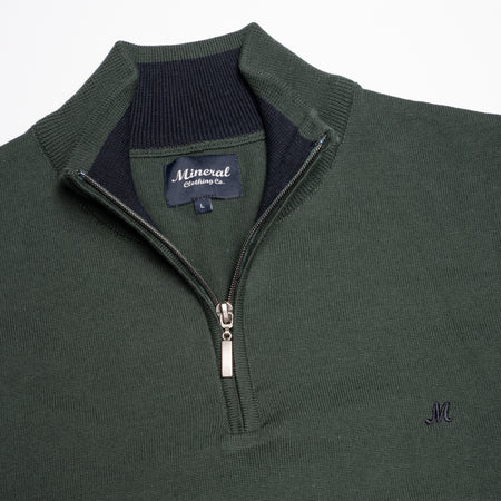 Mineral Altis 1/4 Zip Knitwear - Forest Green - jjdonnelly