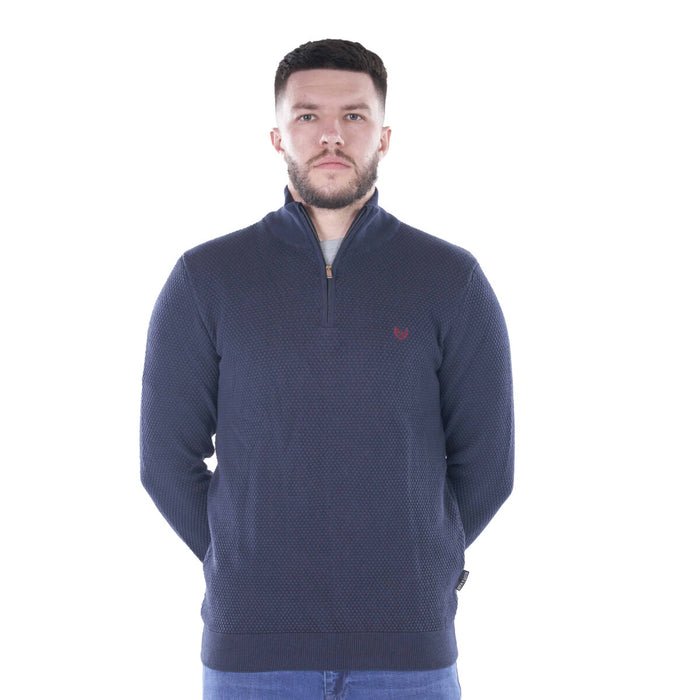 Scott & Wade Brewster 1/4 Zip Knitwear - Navy - jjdonnelly