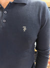 Tom Penn Long Sleeved Knit Polo - Navy - jjdonnelly