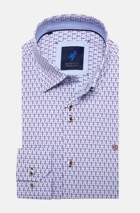 Benetti Stephen Modern Fit Shirt - Red - jjdonnelly