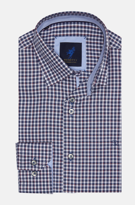 Benetti Capri Modern Fit Check Shirt -  Navy - jjdonnelly