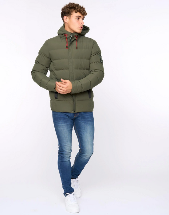 Crosshatch Kampleys Hooded Jacket - Olive Green - jjdonnelly