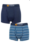 Farah Mens Bamboo 2 Pack Boxer Trunks - Navy Stripe - jjdonnelly