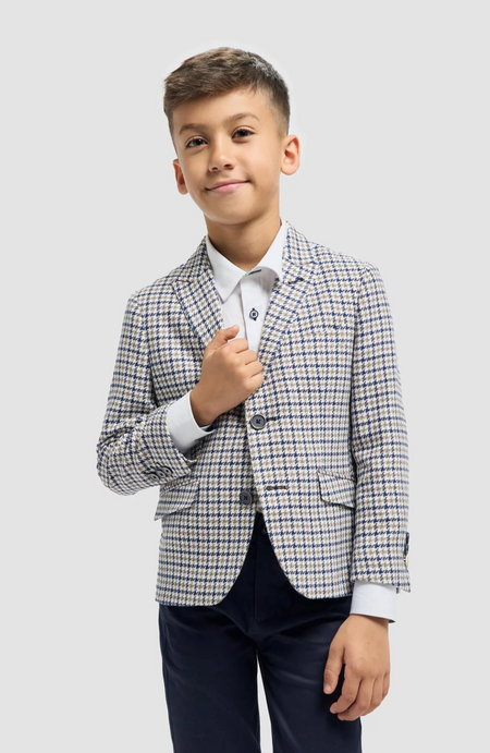 Cavani Bartela Boys Check Blazer - Beige - jjdonnelly