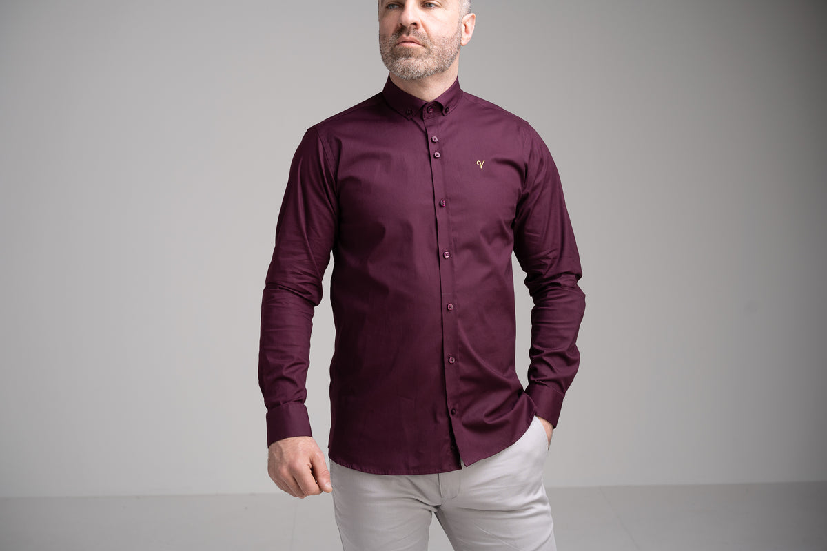 Burgundy muscle fit store shirt